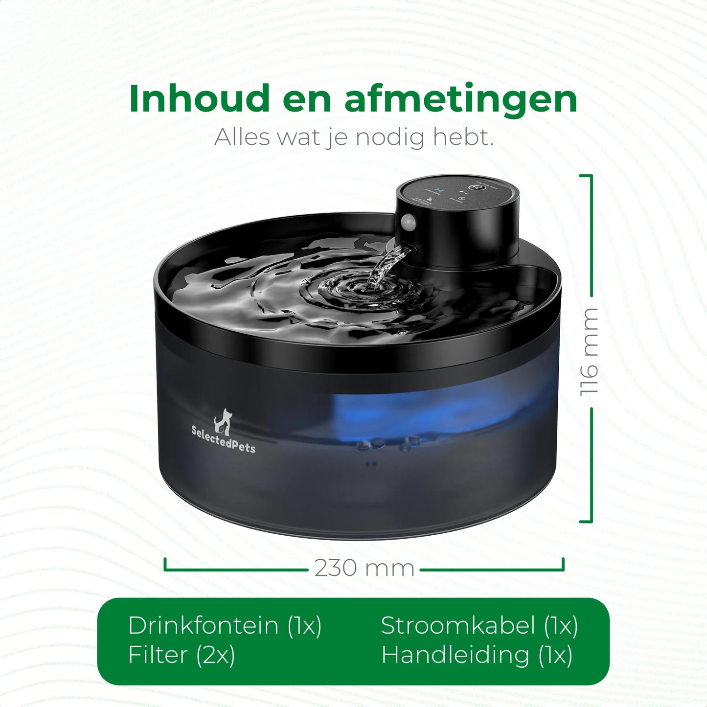 SelectedPets automatische drinkfontein afmetingen