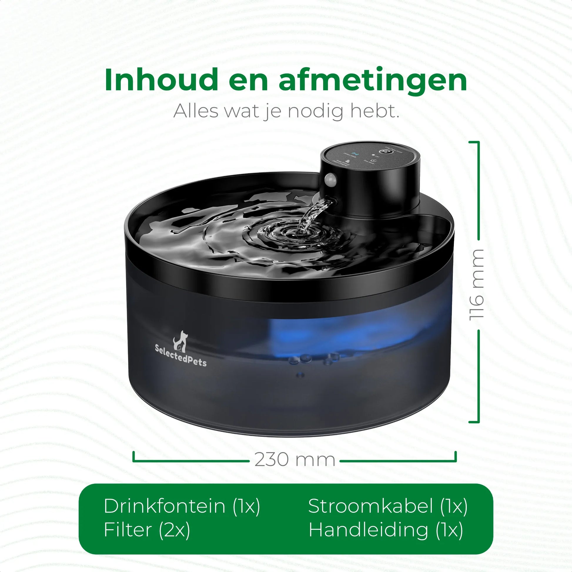 SelectedPets automatische drinkfontein afmetingen