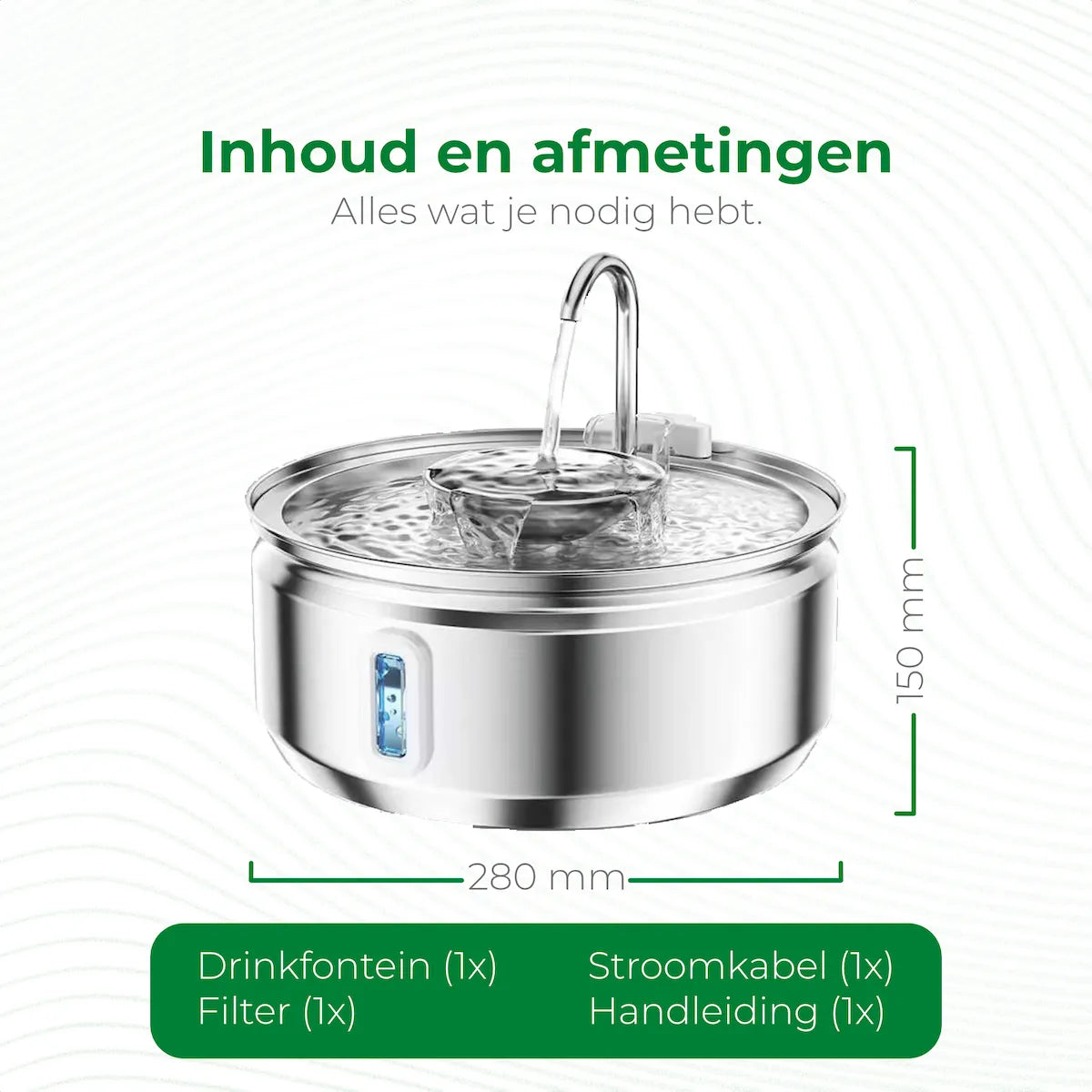 Drinkfontein RVS 3.2L afmetingen