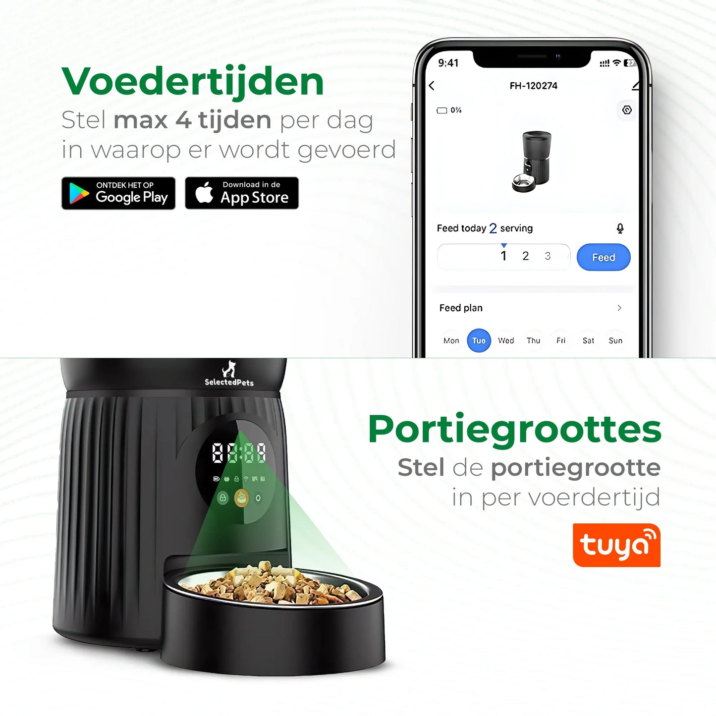 SelectedPets automatische voerbak Wifi voedertijden