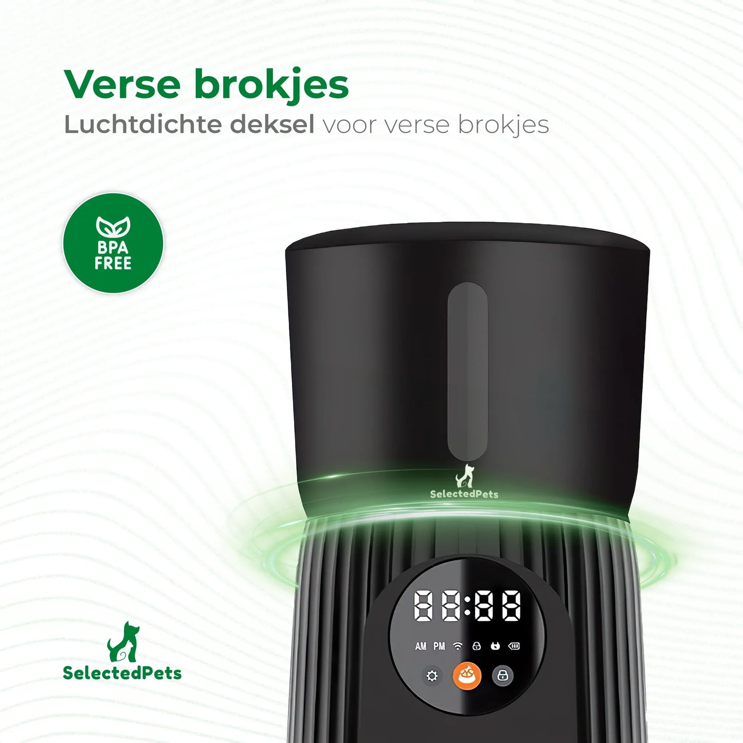 SelectedPets automatische voerbak Wifi luchtdichte deksel
